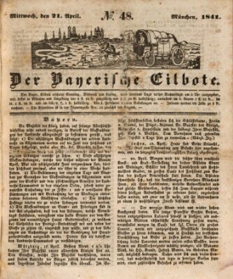 Baierscher Eilbote (Münchener Bote für Stadt und Land) Mittwoch 21. April 1841