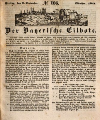 Baierscher Eilbote (Münchener Bote für Stadt und Land) Freitag 3. September 1841