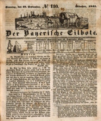 Baierscher Eilbote (Münchener Bote für Stadt und Land) Sonntag 12. September 1841