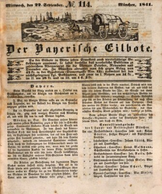 Baierscher Eilbote (Münchener Bote für Stadt und Land) Mittwoch 22. September 1841