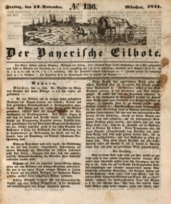 Baierscher Eilbote (Münchener Bote für Stadt und Land) Freitag 12. November 1841