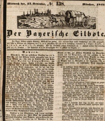 Baierscher Eilbote (Münchener Bote für Stadt und Land) Mittwoch 17. November 1841