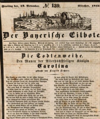 Baierscher Eilbote (Münchener Bote für Stadt und Land) Freitag 19. November 1841