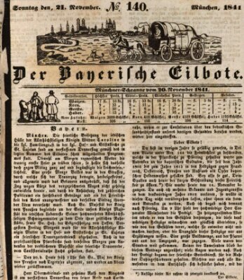 Baierscher Eilbote (Münchener Bote für Stadt und Land) Sonntag 21. November 1841