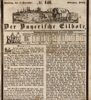 Baierscher Eilbote (Münchener Bote für Stadt und Land) Sonntag 5. Dezember 1841