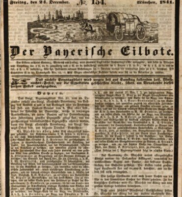 Baierscher Eilbote (Münchener Bote für Stadt und Land) Freitag 24. Dezember 1841