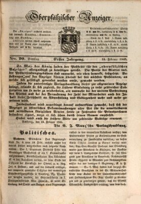 Oberpfälzer Anzeiger Samstag 15. Februar 1845