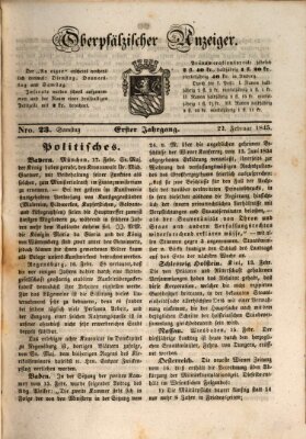 Oberpfälzer Anzeiger Samstag 22. Februar 1845