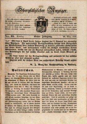 Oberpfälzer Anzeiger Samstag 22. März 1845