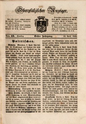 Oberpfälzer Anzeiger Samstag 12. April 1845