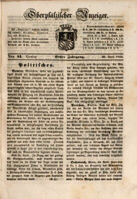 Oberpfälzer Anzeiger Dienstag 29. April 1845