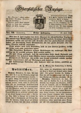 Oberpfälzer Anzeiger Donnerstag 19. Juni 1845