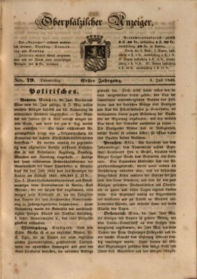 Oberpfälzer Anzeiger Donnerstag 3. Juli 1845