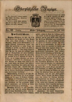 Oberpfälzer Anzeiger Dienstag 22. Juli 1845