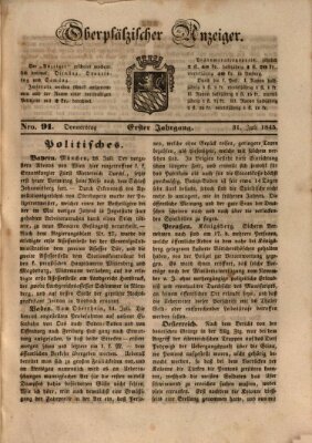 Oberpfälzer Anzeiger Donnerstag 31. Juli 1845