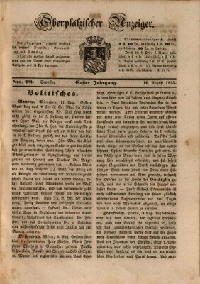 Oberpfälzer Anzeiger Samstag 16. August 1845