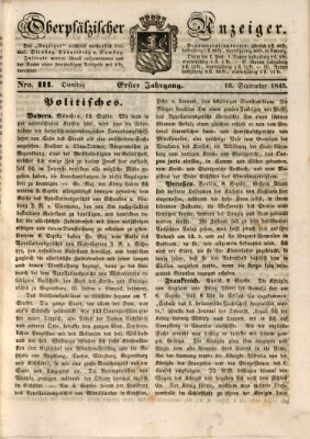 Oberpfälzer Anzeiger Dienstag 16. September 1845