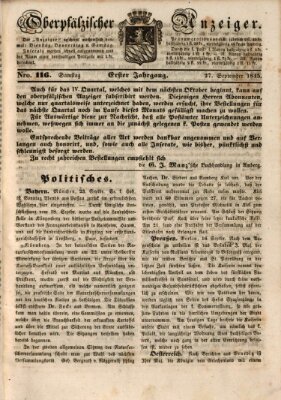 Oberpfälzer Anzeiger Samstag 27. September 1845