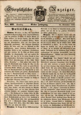 Oberpfälzer Anzeiger Samstag 15. November 1845