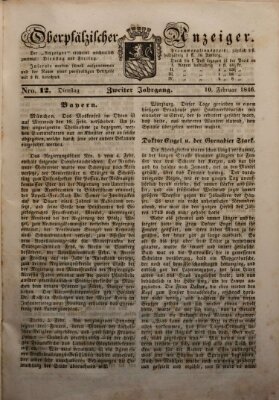 Oberpfälzer Anzeiger Dienstag 10. Februar 1846