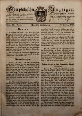 Oberpfälzer Anzeiger Freitag 20. Februar 1846