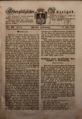 Oberpfälzer Anzeiger Freitag 17. April 1846