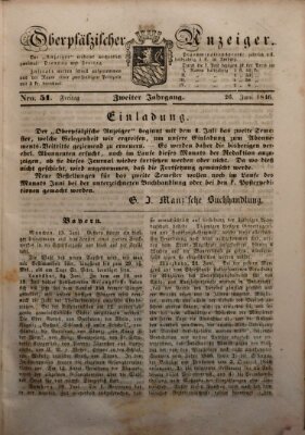 Oberpfälzer Anzeiger Freitag 26. Juni 1846