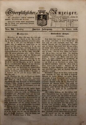 Oberpfälzer Anzeiger Dienstag 22. September 1846