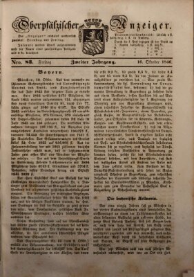 Oberpfälzer Anzeiger Freitag 16. Oktober 1846