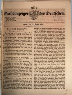 Reichsanzeiger der Deutschen (Allgemeiner Anzeiger der Deutschen) Freitag 5. Januar 1849