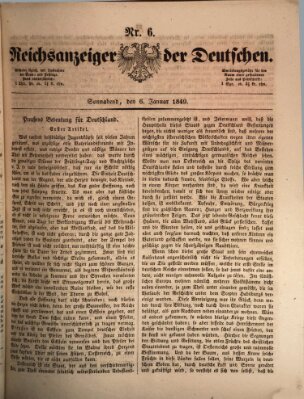 Reichsanzeiger der Deutschen (Allgemeiner Anzeiger der Deutschen) Samstag 6. Januar 1849