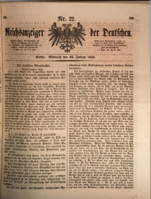 Reichsanzeiger der Deutschen (Allgemeiner Anzeiger der Deutschen) Mittwoch 24. Januar 1849