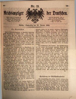 Reichsanzeiger der Deutschen (Allgemeiner Anzeiger der Deutschen) Donnerstag 25. Januar 1849