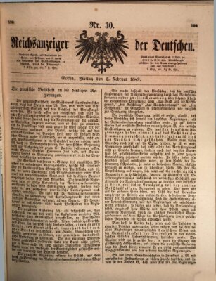 Reichsanzeiger der Deutschen (Allgemeiner Anzeiger der Deutschen) Freitag 2. Februar 1849