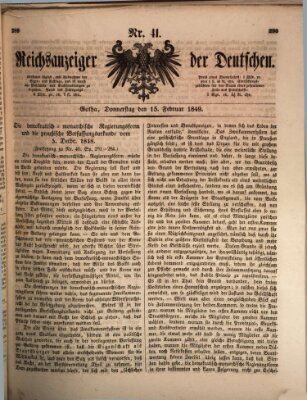 Reichsanzeiger der Deutschen (Allgemeiner Anzeiger der Deutschen) Donnerstag 15. Februar 1849