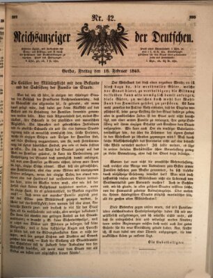 Reichsanzeiger der Deutschen (Allgemeiner Anzeiger der Deutschen) Freitag 16. Februar 1849