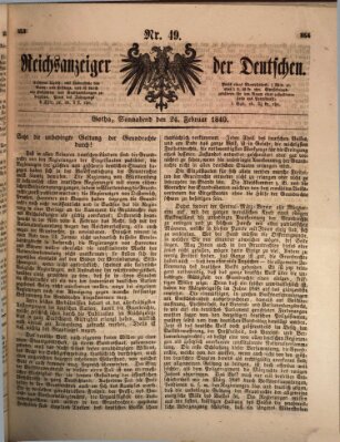 Reichsanzeiger der Deutschen (Allgemeiner Anzeiger der Deutschen) Samstag 24. Februar 1849