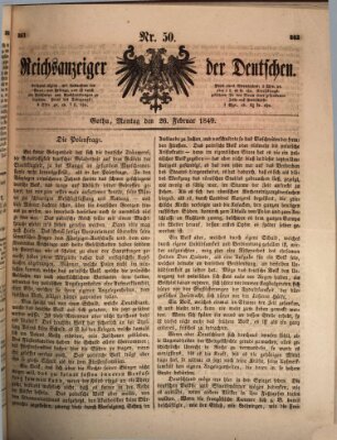 Reichsanzeiger der Deutschen (Allgemeiner Anzeiger der Deutschen) Montag 26. Februar 1849