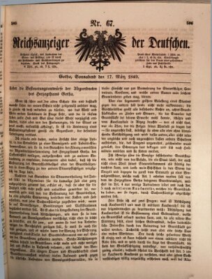 Reichsanzeiger der Deutschen (Allgemeiner Anzeiger der Deutschen) Samstag 17. März 1849