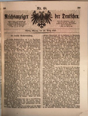 Reichsanzeiger der Deutschen (Allgemeiner Anzeiger der Deutschen) Montag 19. März 1849