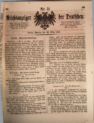 Reichsanzeiger der Deutschen (Allgemeiner Anzeiger der Deutschen) Montag 26. März 1849