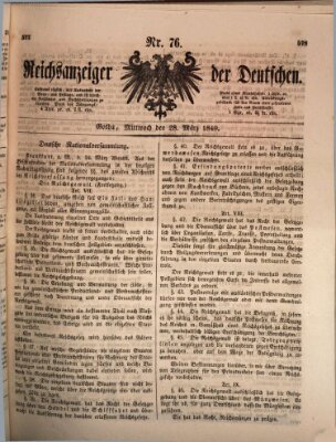 Reichsanzeiger der Deutschen (Allgemeiner Anzeiger der Deutschen) Mittwoch 28. März 1849
