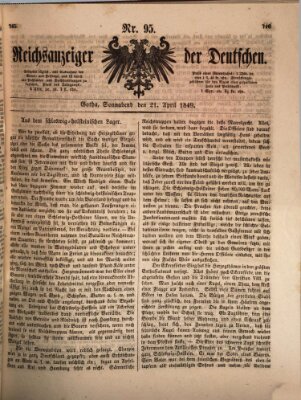 Reichsanzeiger der Deutschen (Allgemeiner Anzeiger der Deutschen) Samstag 21. April 1849