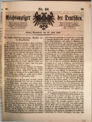 Reichsanzeiger der Deutschen (Allgemeiner Anzeiger der Deutschen) Samstag 28. April 1849