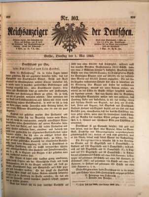 Reichsanzeiger der Deutschen (Allgemeiner Anzeiger der Deutschen) Dienstag 1. Mai 1849