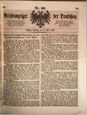 Reichsanzeiger der Deutschen (Allgemeiner Anzeiger der Deutschen) Freitag 4. Mai 1849