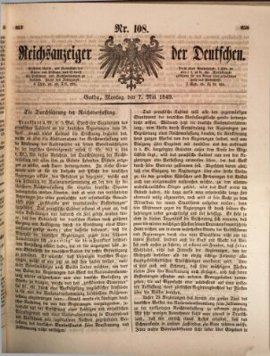 Reichsanzeiger der Deutschen (Allgemeiner Anzeiger der Deutschen) Montag 7. Mai 1849