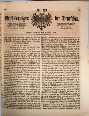 Reichsanzeiger der Deutschen (Allgemeiner Anzeiger der Deutschen) Dienstag 8. Mai 1849