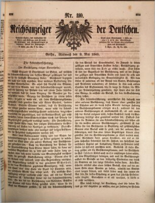 Reichsanzeiger der Deutschen (Allgemeiner Anzeiger der Deutschen) Mittwoch 9. Mai 1849