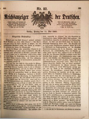 Reichsanzeiger der Deutschen (Allgemeiner Anzeiger der Deutschen) Freitag 11. Mai 1849